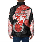 Personalized Sydney Football Padded Jacket Easter Egg Pattern Red White Tribal Dot Art Style