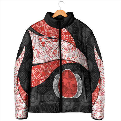 Personalized Sydney Football Padded Jacket Easter Egg Pattern Red White Tribal Dot Art Style