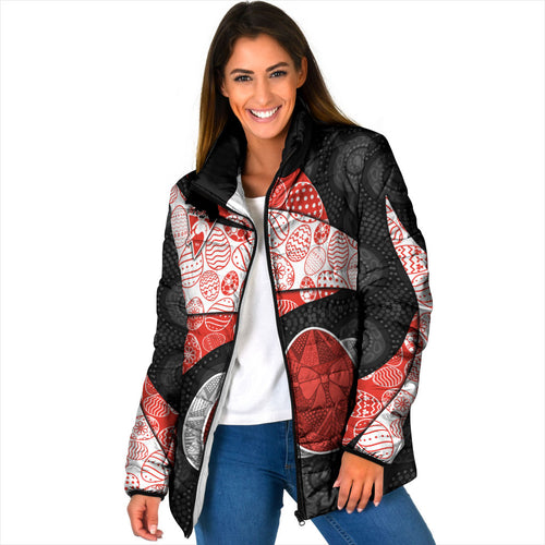 Personalized Sydney Football Padded Jacket Easter Egg Pattern Red White Tribal Dot Art Style
