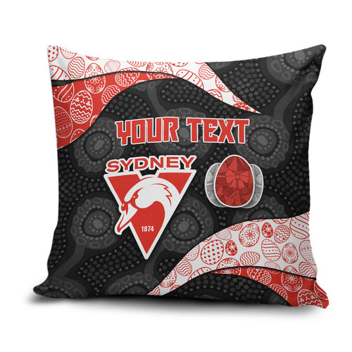 Personalized Sydney Football Pillow Cover Easter Egg Pattern Red White Tribal Dot Art Style