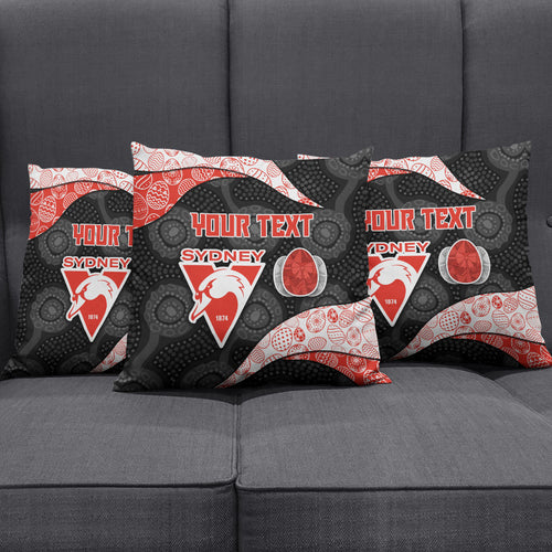 Personalized Sydney Football Pillow Cover Easter Egg Pattern Red White Tribal Dot Art Style
