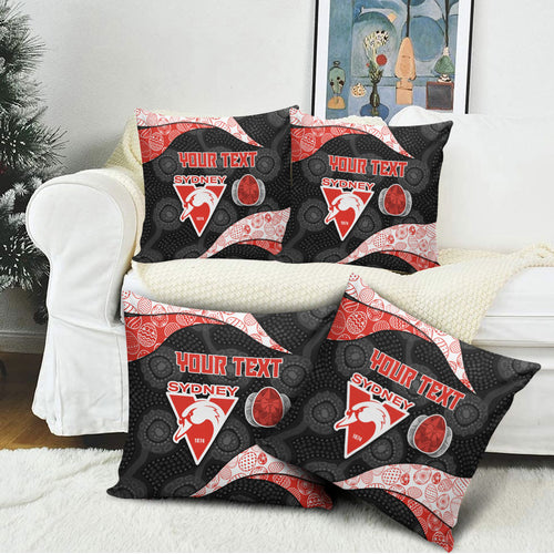Personalized Sydney Football Pillow Cover Easter Egg Pattern Red White Tribal Dot Art Style
