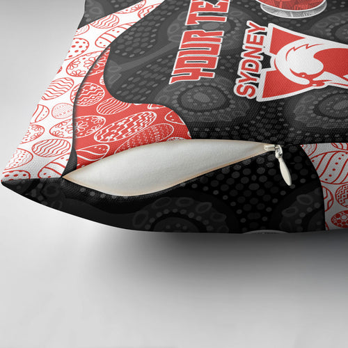 Personalized Sydney Football Pillow Cover Easter Egg Pattern Red White Tribal Dot Art Style