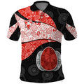 Personalized Sydney Football Polo Shirt Easter Egg Pattern Red White Tribal Dot Art Style