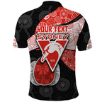 Personalized Sydney Football Polo Shirt Easter Egg Pattern Red White Tribal Dot Art Style