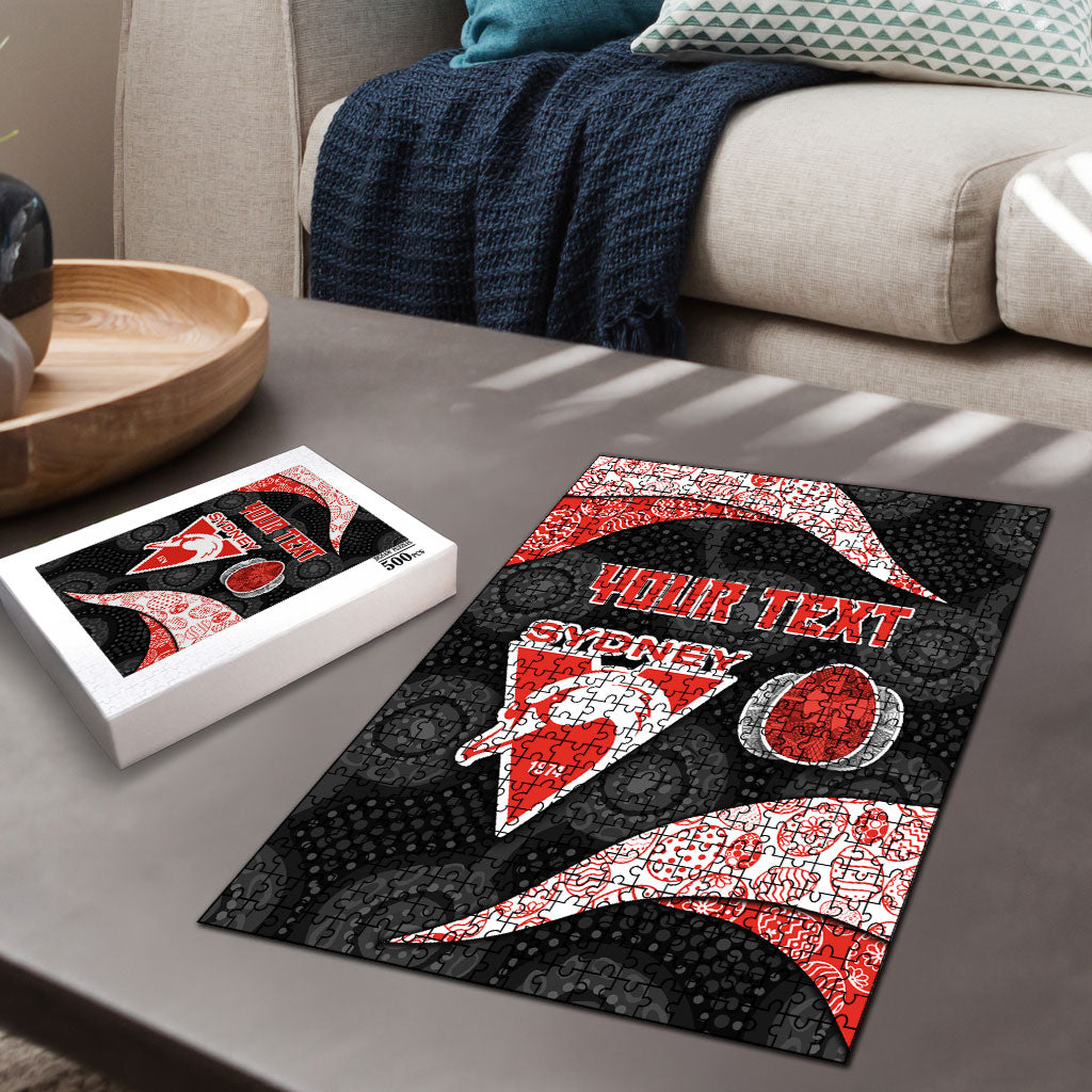 Personalized Sydney Football Puzzle Easter Egg Pattern Red White Tribal Dot Art Style