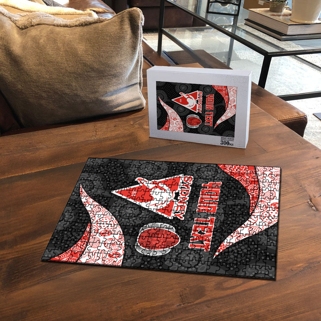 Personalized Sydney Football Puzzle Easter Egg Pattern Red White Tribal Dot Art Style