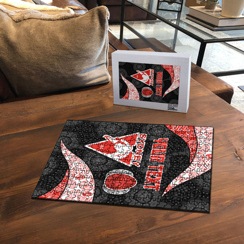 Personalized Sydney Football Puzzle Easter Egg Pattern Red White Tribal Dot Art Style