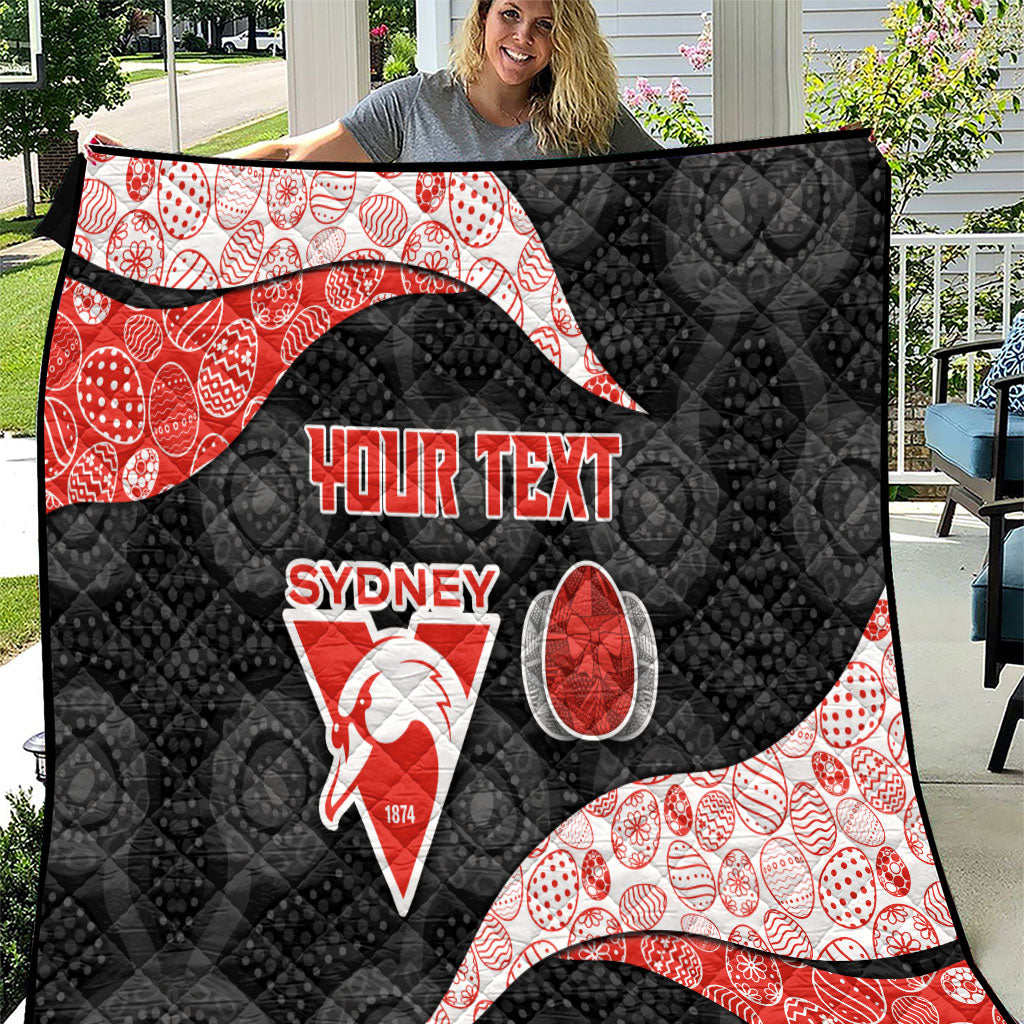 Personalized Sydney Football Quilt Easter Egg Pattern Red White Tribal Dot Art Style