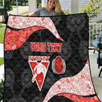 Personalized Sydney Football Quilt Easter Egg Pattern Red White Tribal Dot Art Style