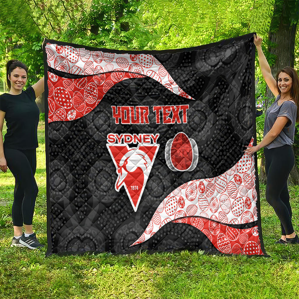 Personalized Sydney Football Quilt Easter Egg Pattern Red White Tribal Dot Art Style