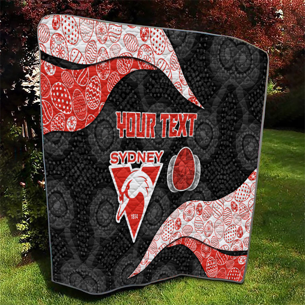 Personalized Sydney Football Quilt Easter Egg Pattern Red White Tribal Dot Art Style