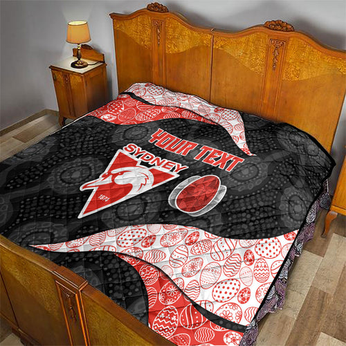 Personalized Sydney Football Quilt Easter Egg Pattern Red White Tribal Dot Art Style