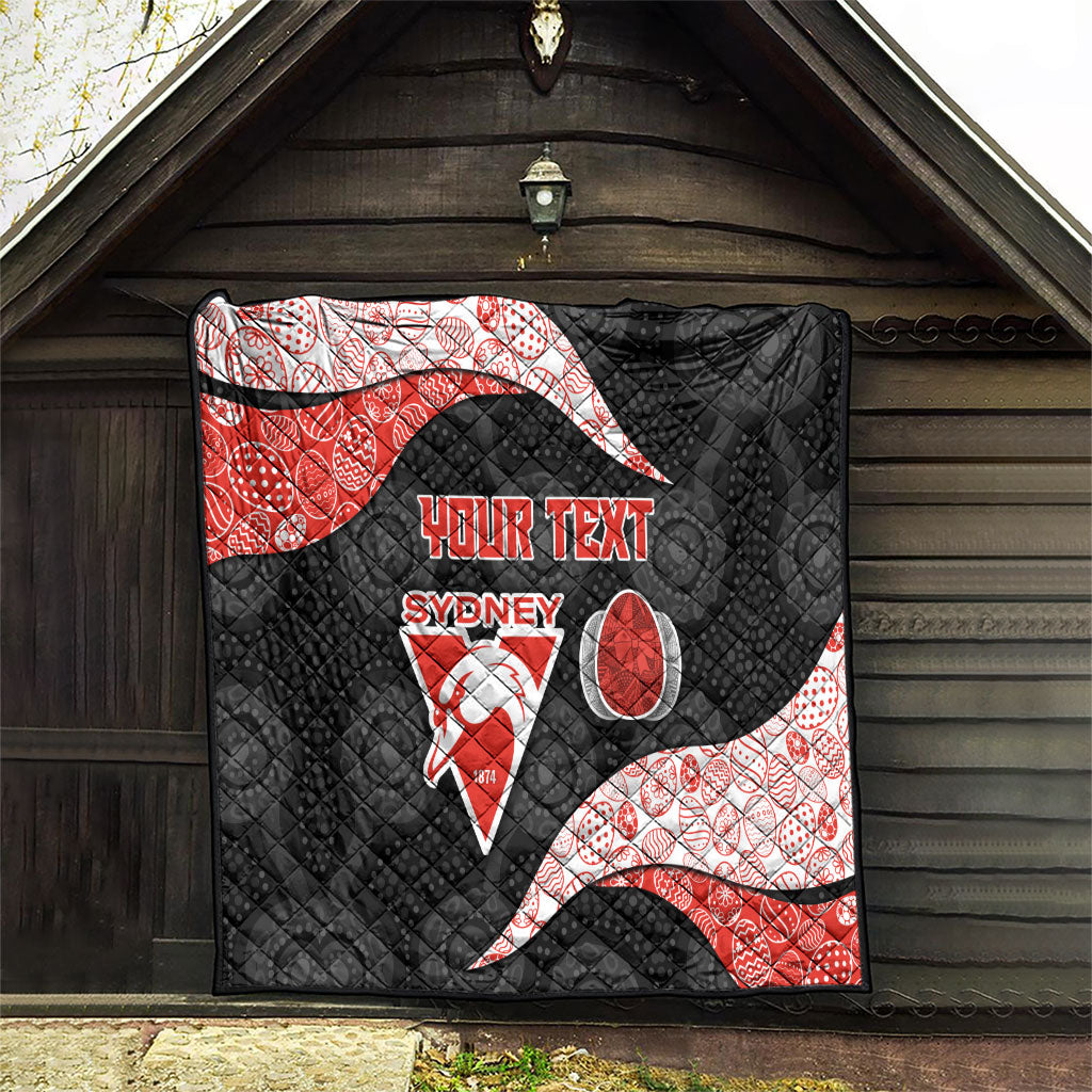 Personalized Sydney Football Quilt Easter Egg Pattern Red White Tribal Dot Art Style
