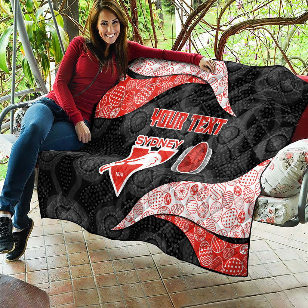 Personalized Sydney Football Quilt Easter Egg Pattern Red White Tribal Dot Art Style