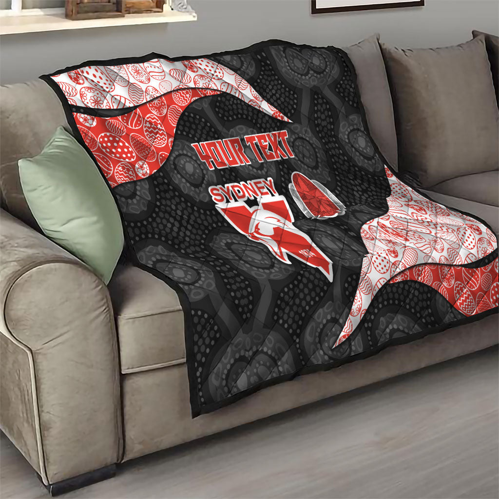 Personalized Sydney Football Quilt Easter Egg Pattern Red White Tribal Dot Art Style