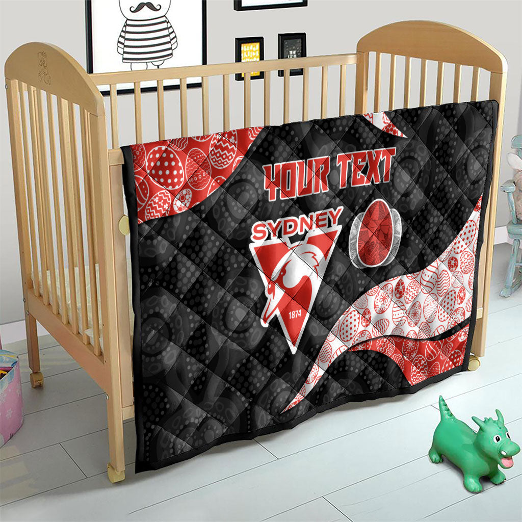 Personalized Sydney Football Quilt Easter Egg Pattern Red White Tribal Dot Art Style