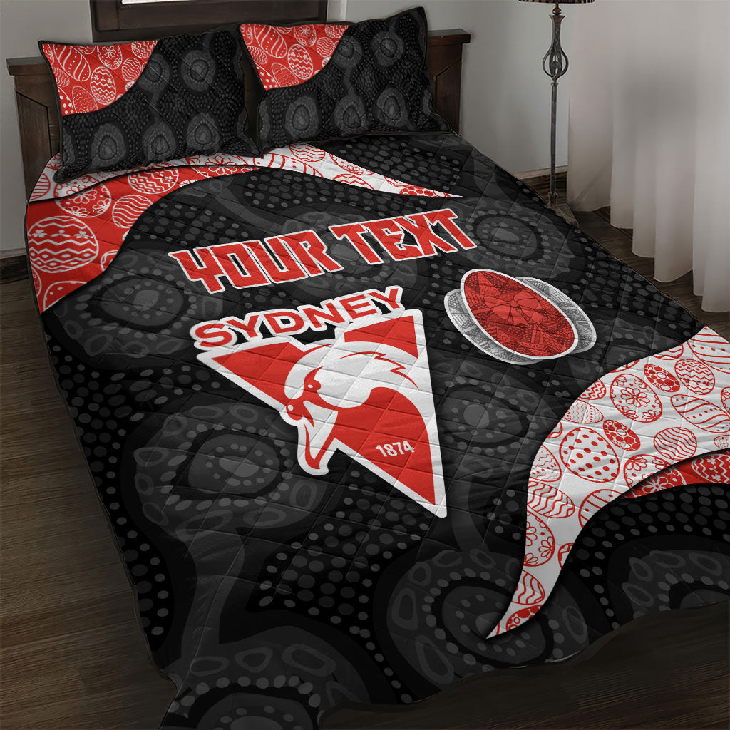 Personalized Sydney Football Quilt Bed Set Easter Egg Pattern Red White Tribal Dot Art Style