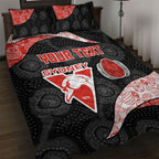 Personalized Sydney Football Quilt Bed Set Easter Egg Pattern Red White Tribal Dot Art Style