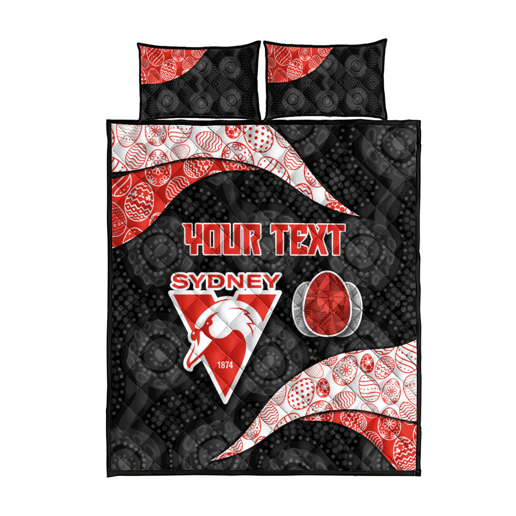 Personalized Sydney Football Quilt Bed Set Easter Egg Pattern Red White Tribal Dot Art Style