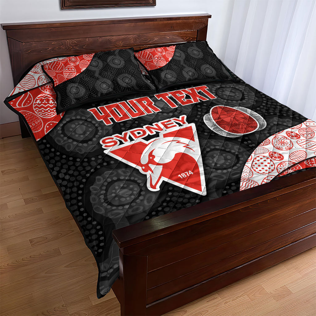 Personalized Sydney Football Quilt Bed Set Easter Egg Pattern Red White Tribal Dot Art Style