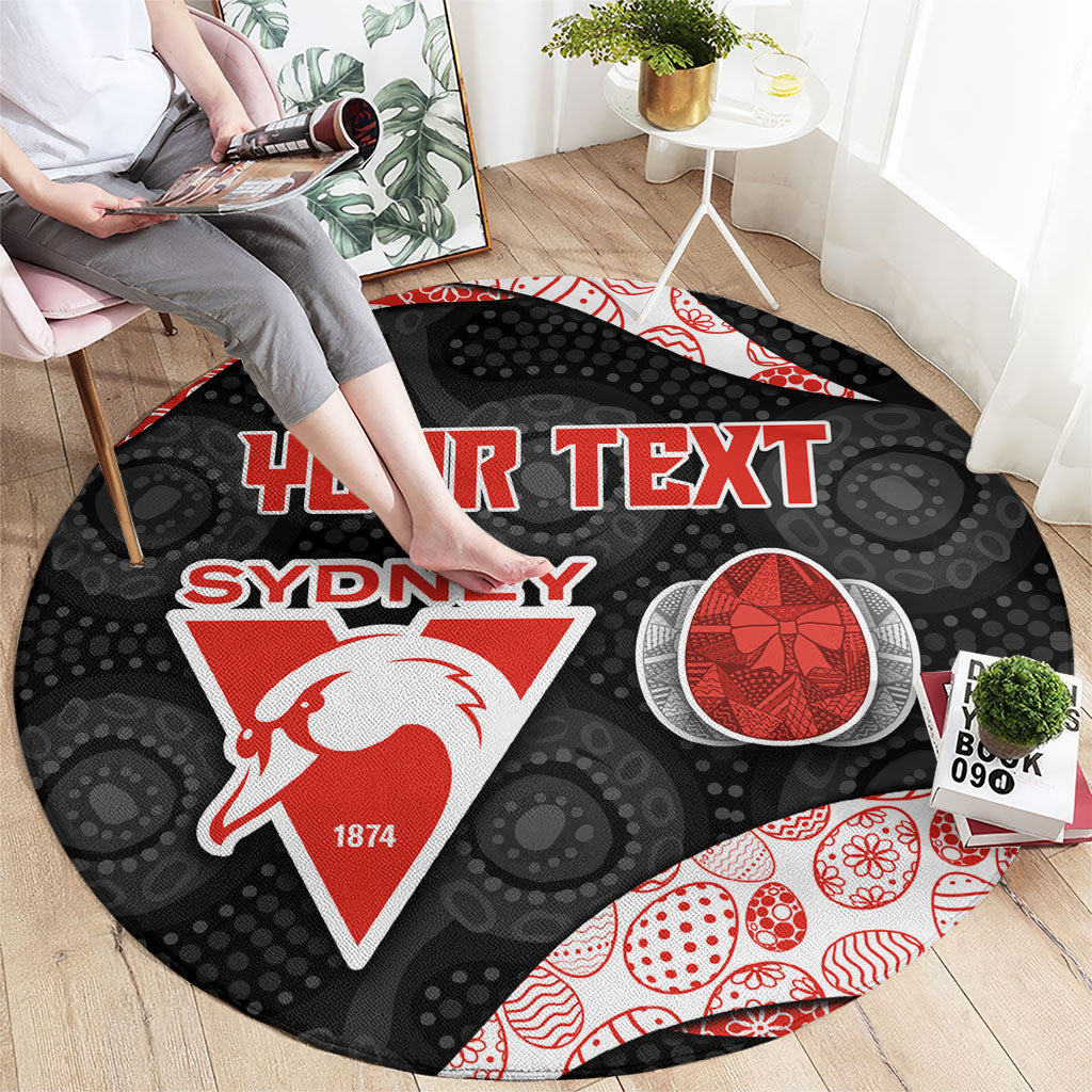 Personalized Sydney Football Round Carpet Easter Egg Pattern Red White Tribal Dot Art Style