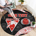 Personalized Sydney Football Round Carpet Easter Egg Pattern Red White Tribal Dot Art Style