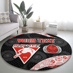 Personalized Sydney Football Round Carpet Easter Egg Pattern Red White Tribal Dot Art Style