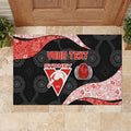 Personalized Sydney Football Rubber Doormat Easter Egg Pattern Red White Tribal Dot Art Style