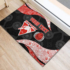 Personalized Sydney Football Rubber Doormat Easter Egg Pattern Red White Tribal Dot Art Style
