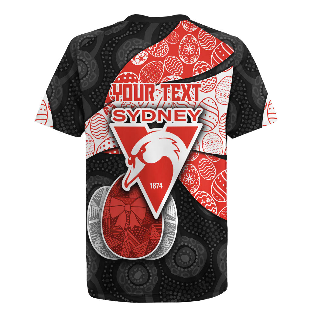 Personalized Sydney Football Rugby Jersey Easter Egg Pattern Red White Tribal Dot Art Style