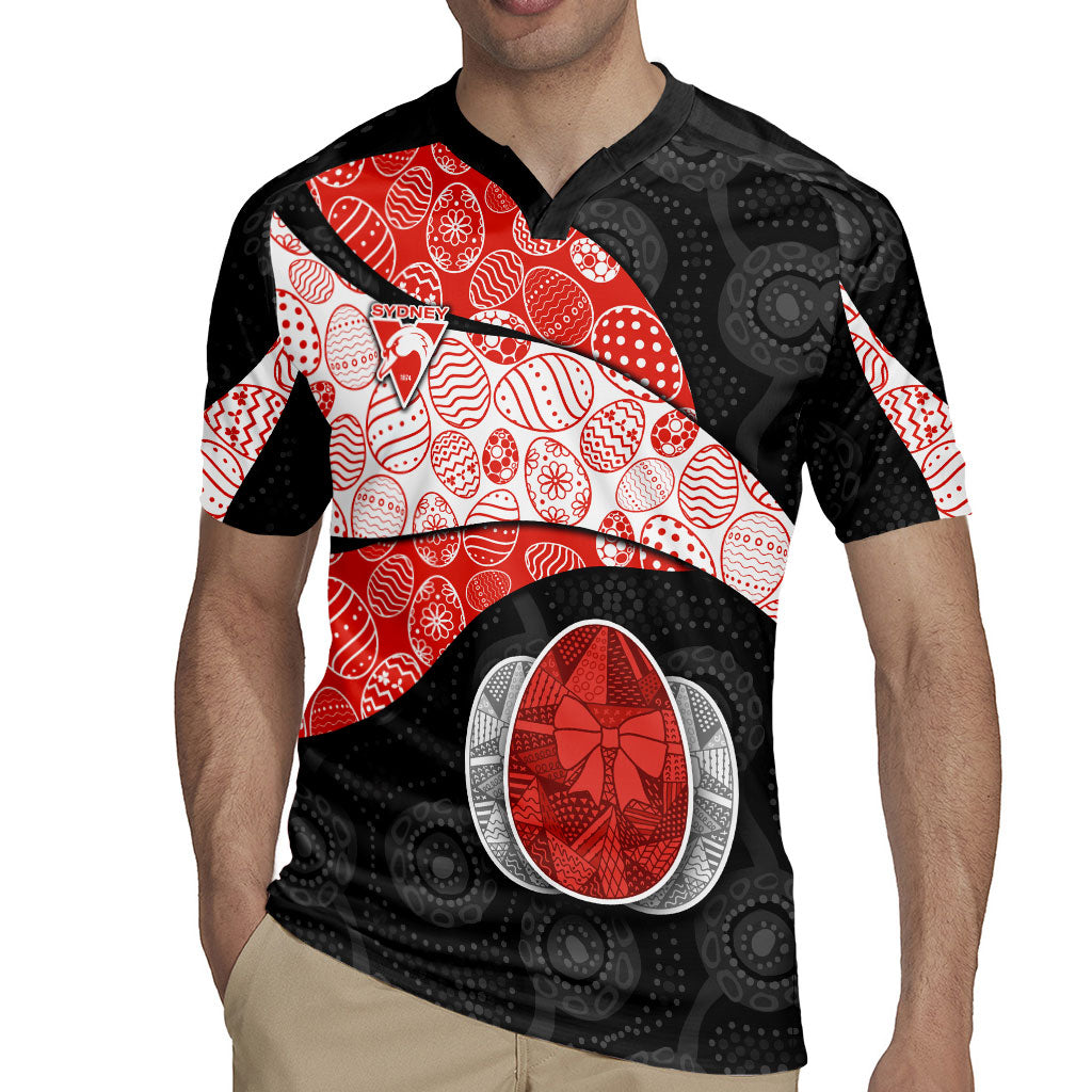 Personalized Sydney Football Rugby Jersey Easter Egg Pattern Red White Tribal Dot Art Style