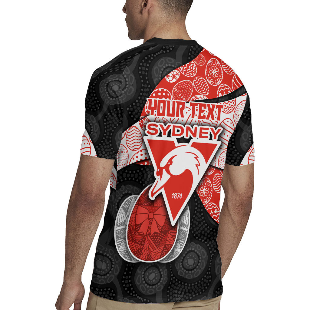 Personalized Sydney Football Rugby Jersey Easter Egg Pattern Red White Tribal Dot Art Style