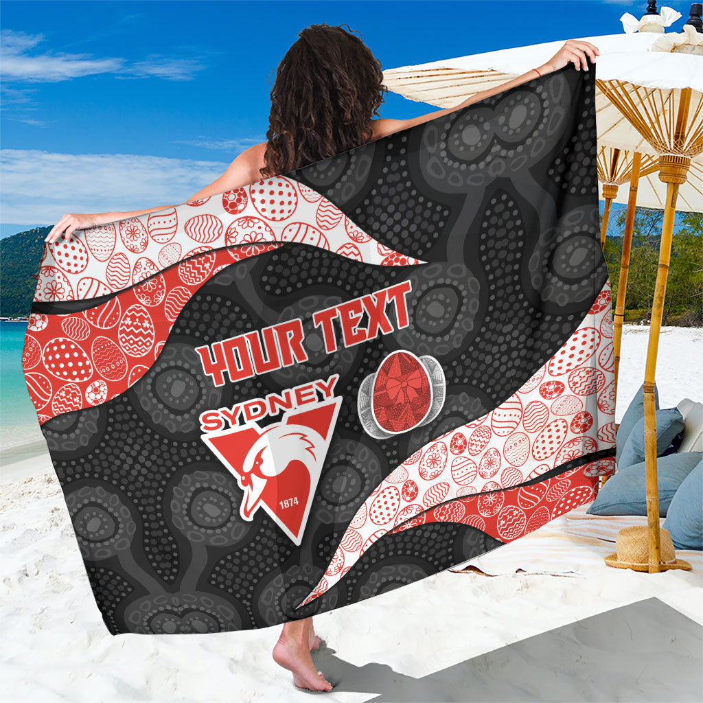 Personalized Sydney Football Sarong Easter Egg Pattern Red White Tribal Dot Art Style