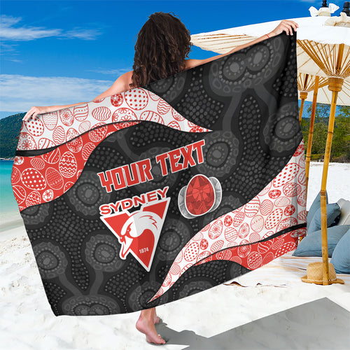 Personalized Sydney Football Sarong Easter Egg Pattern Red White Tribal Dot Art Style