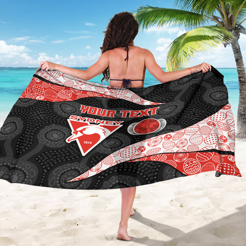 Personalized Sydney Football Sarong Easter Egg Pattern Red White Tribal Dot Art Style
