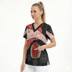Personalized Sydney Football Scrub Top Easter Egg Pattern Red White Tribal Dot Art Style