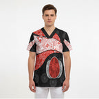 Personalized Sydney Football Scrub Top Easter Egg Pattern Red White Tribal Dot Art Style