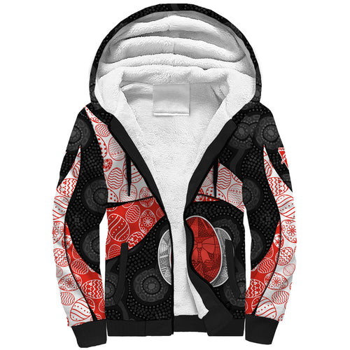 Personalized Sydney Football Sherpa Hoodie Easter Egg Pattern Red White Tribal Dot Art Style