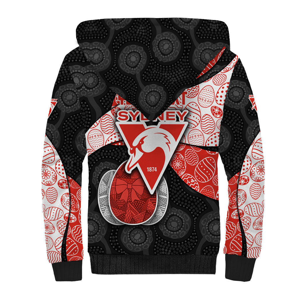 Personalized Sydney Football Sherpa Hoodie Easter Egg Pattern Red White Tribal Dot Art Style