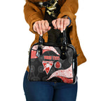 Personalized Sydney Football Shoulder Handbag Easter Egg Pattern Red White Tribal Dot Art Style