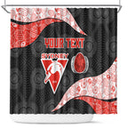 Personalized Sydney Football Shower Curtain Easter Egg Pattern Red White Tribal Dot Art Style