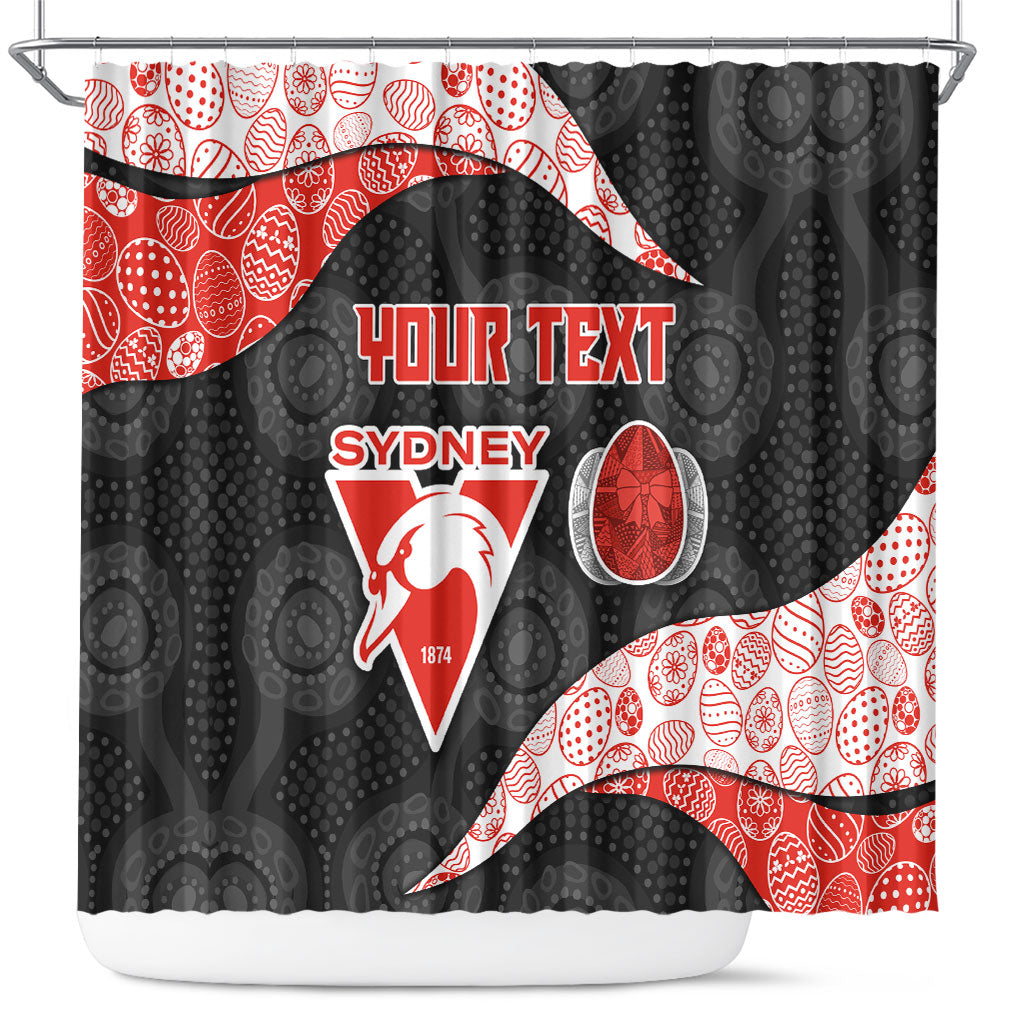 Personalized Sydney Football Shower Curtain Easter Egg Pattern Red White Tribal Dot Art Style