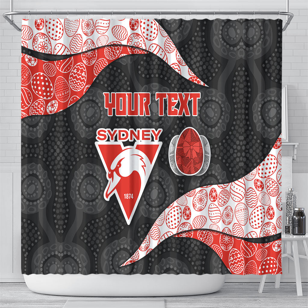 Personalized Sydney Football Shower Curtain Easter Egg Pattern Red White Tribal Dot Art Style