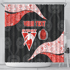 Personalized Sydney Football Shower Curtain Easter Egg Pattern Red White Tribal Dot Art Style