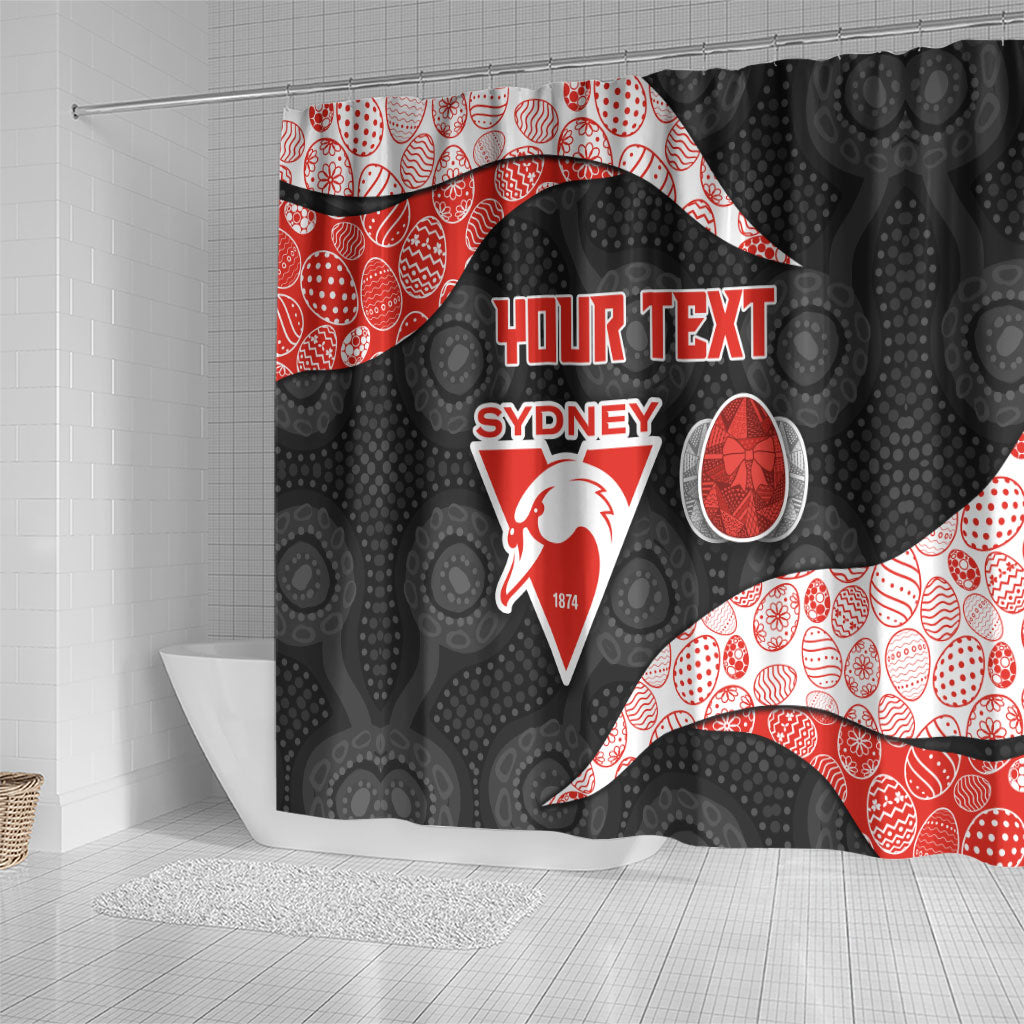 Personalized Sydney Football Shower Curtain Easter Egg Pattern Red White Tribal Dot Art Style