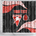 Personalized Sydney Football Shower Curtain Easter Egg Pattern Red White Tribal Dot Art Style