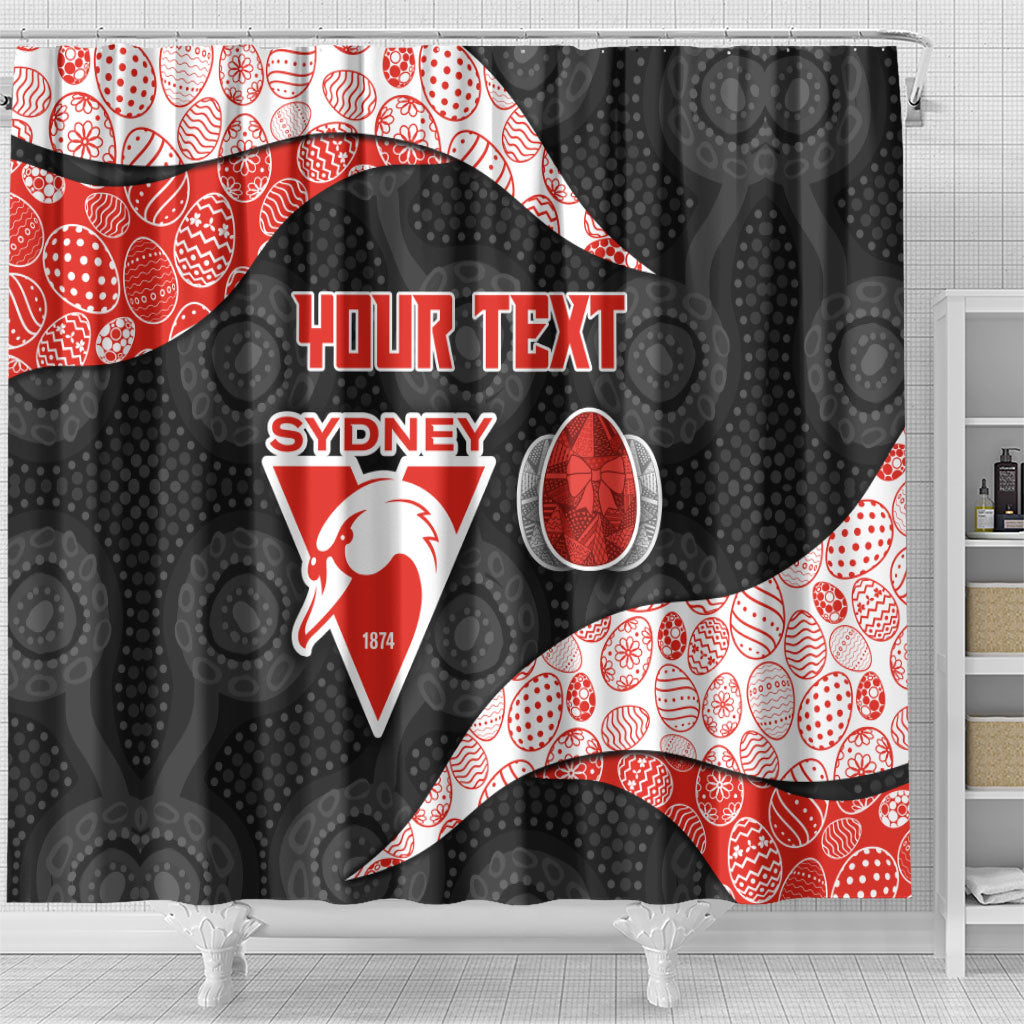 Personalized Sydney Football Shower Curtain Easter Egg Pattern Red White Tribal Dot Art Style