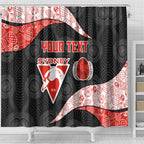 Personalized Sydney Football Shower Curtain Easter Egg Pattern Red White Tribal Dot Art Style