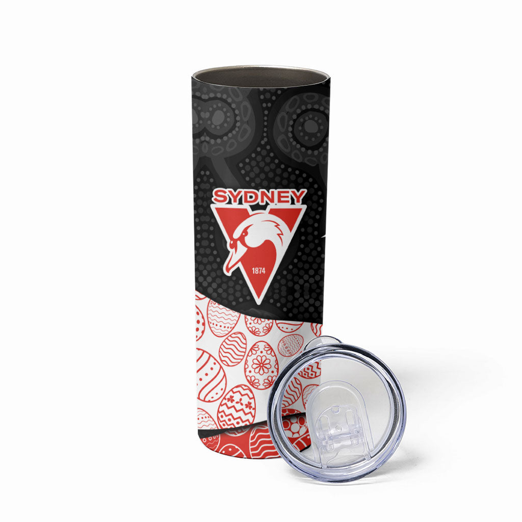 Personalized Sydney Football Skinny Tumbler Easter Egg Pattern Red White Tribal Dot Art Style